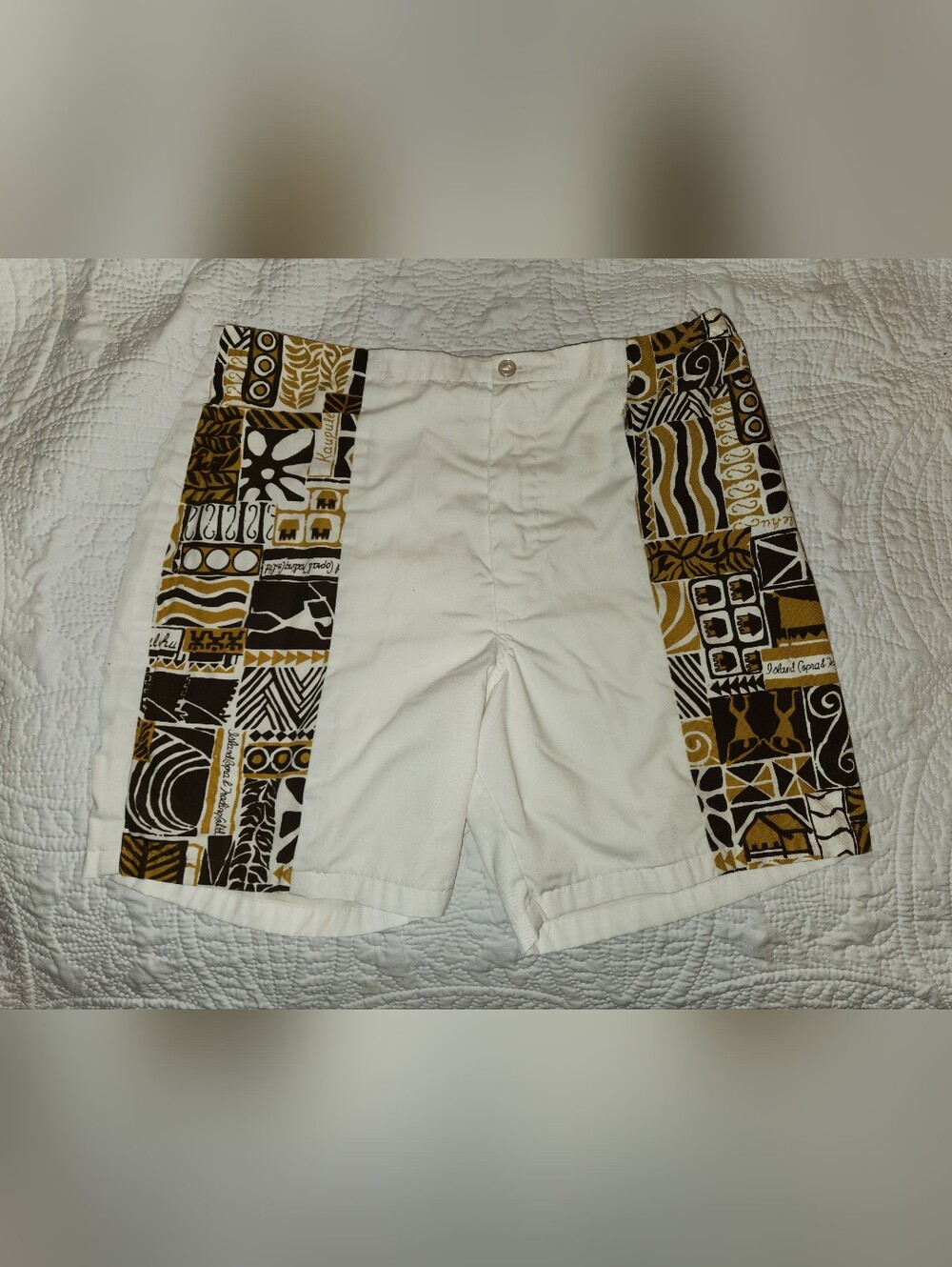 Kona Village Resort Vintage 1960s White Men's Swim Trunks Board Shorts Tribal